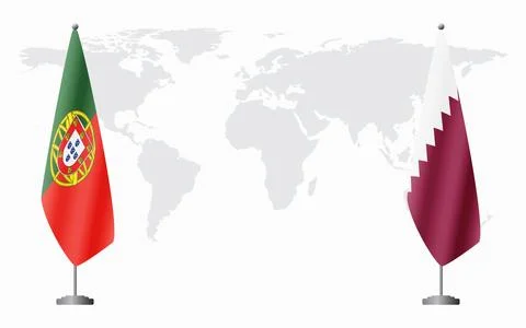 Portugal and Qatar flags for official meeting Stock Illustration