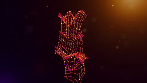 Portugal Connected Intelligence Network Map Reveal Motion Animation Stock Footage 336730296