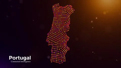 Portugal Connected Intelligence Technology Map Visualization Concept Stock Illustration