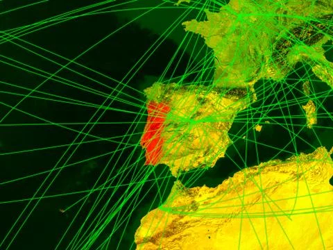 Portugal on digital map Stock Illustration