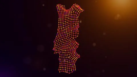 Portugal Digital Network Map With Dynamic Data Mesh Stock Illustration