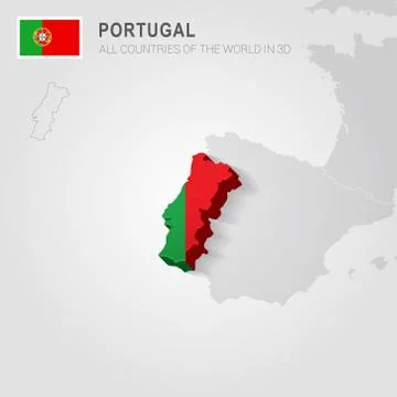 Portugal drawn on gray map. Stock Illustration
