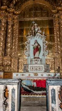 Portugal, Evora . The interior of the Cathedral. Stock Photos