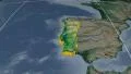 Portugal extruded. Bumps shaded. Graticule. 4k or 4k+ Resolution