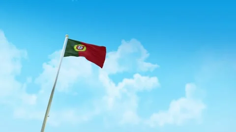 Portugal Flag 3D Render Animation with Fighter Jets Formation in Blue Sky 스톡 동영상 332310180