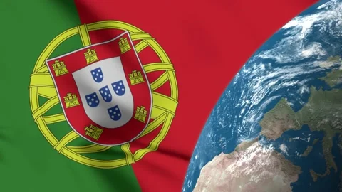 Portugal Flag and Portugal Map on Earth Globe 4K Stock Footage 220782753