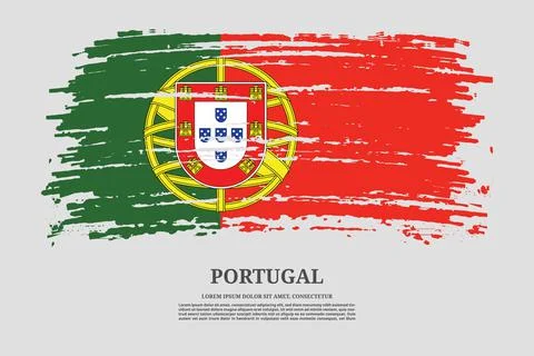 Portugal flag with brush stroke effect and information text poster, vector Stock Illustration