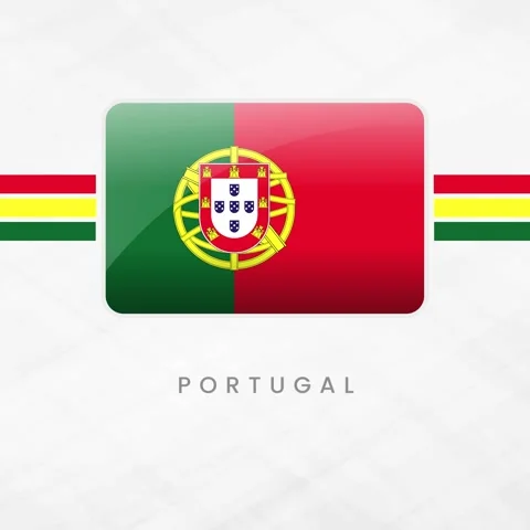Portugal Flag Button 3D Glossy Icon Portuguese National Colors and Coat of Ar Stock Footage 332065450