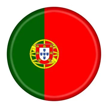 Portugal flag button with clipping path Stock Illustration
