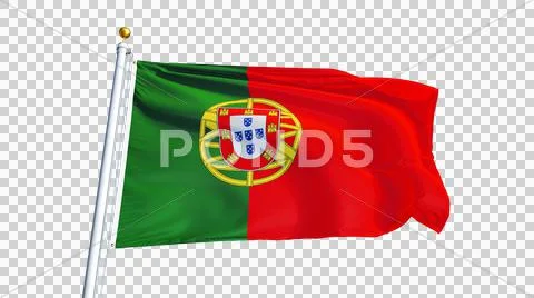 Portugal flag, close up, isolated with alpha channel Stock Photos