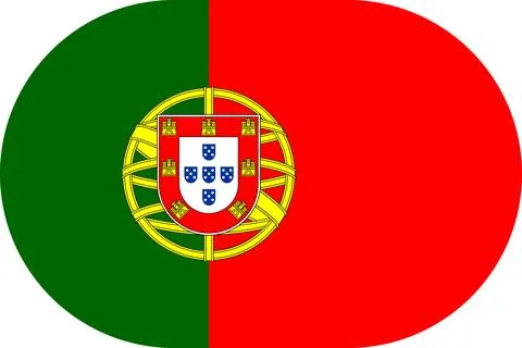 Portugal flag in flat oval design Illustrazione stock