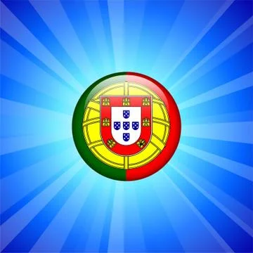 Portugal Flag Icon on Internet Button Stock Illustration