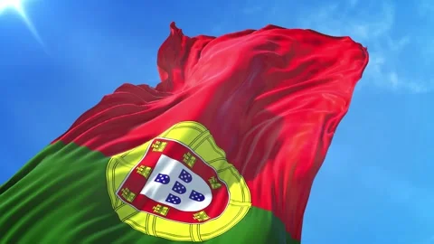 Portugal Flag Low Angle View Stock Footage 295695315