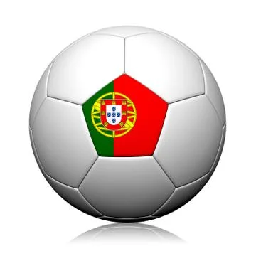 Portugal flag pattern 3d rendering of a soccer ball Illustrazione stock