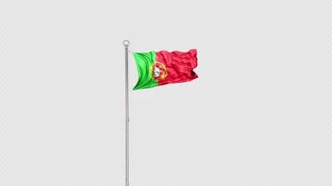 Portugal   Flag Pole  Animation Include Alpha 3D Rendering Stock-Footage 312091453