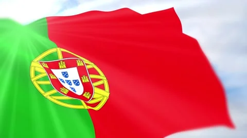 Portugal Flag Seamless Loop 4k 60fps on Sky Background Stock Footage 340619855
