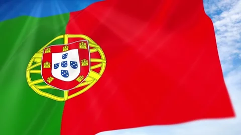 Portugal Flag Seamless Loop 4k 60fps on Sky Background Stock Footage 341676697