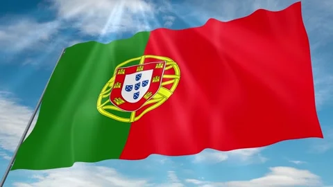 Portugal Flag Seamless Loop 4k 60fps on Sky Background Stock Footage 341764297