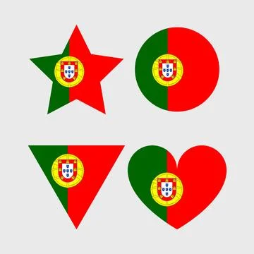 Portugal flag vector icons set of illustrations Stock Illustration