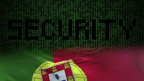 Portugal flag - Waving flag on matrix binary code background Stock Footage 321422496