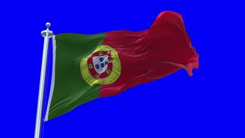 Portugal Flag Waving in Loopable and Textured green screen background Stock Footage 296876157