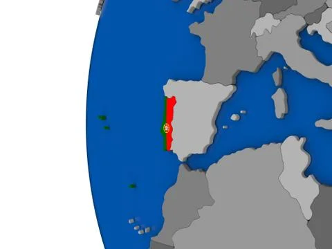 Portugal on globe Stock Illustration