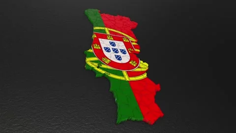 Portugal map 3d. 3d map of Portugal. Stock Footage 274841585