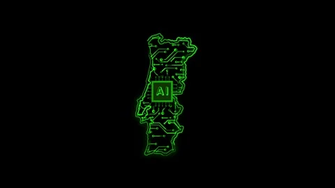 Portugal Map AI Chipset Technology Opener Stock Footage 337082149