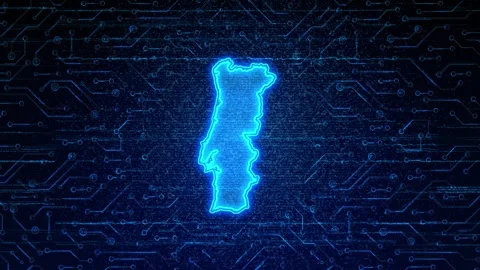 Portugal Map Digital Technology Opener Stock Footage 335081930