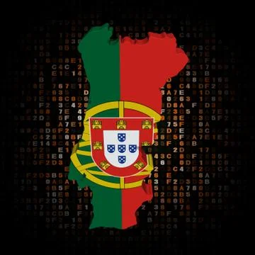 Portugal map flag on hex code illustration Stock Illustration