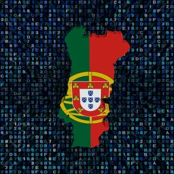 Portugal map flag on hex code illustration Stock Illustration