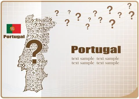 Portugal map flag made from question mark. Stock Illustration