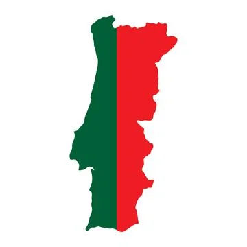 Portugal map icon. Vertical bicolor green and red silhouette of Portugal ve.. Stock Illustration