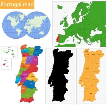 Portugal map Stock Illustration