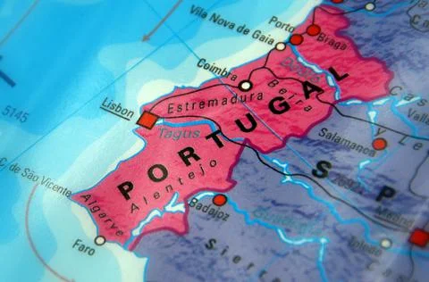 Portugal on a map Stock Photos