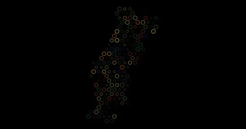 Portugal Map With Pixel Motion Grid Stock Footage 311454681