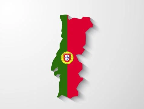 Portugal map with shadow effect presentation Stock Illustration