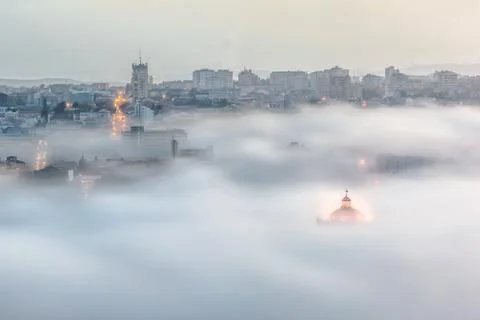Portugal, Porto, Gaia, Cityscape in fog Stock Photos