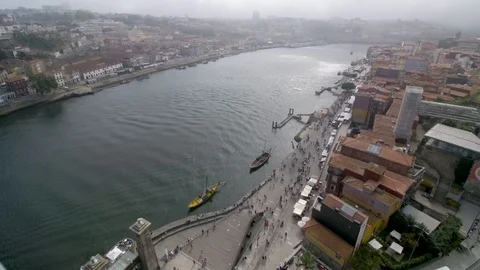 Portugal Porto Timelapse in 4k at cloudy, old city with river Douro. Stock Footage