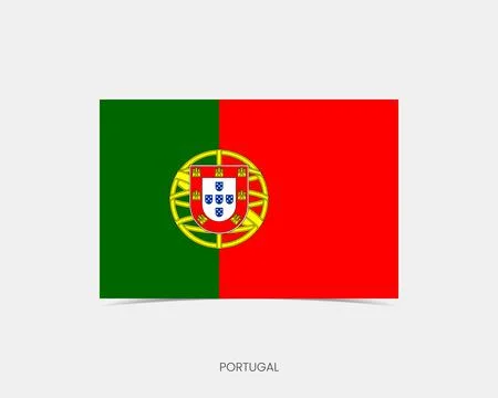 Portugal Rectangle flag icon with shadow. Illustrazione stock