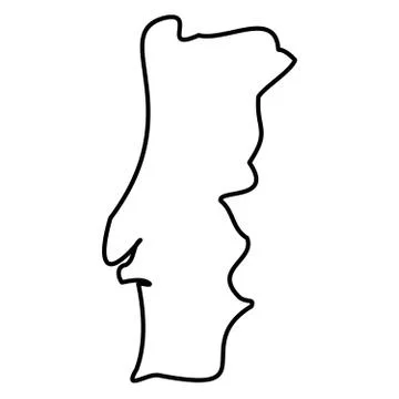 Portugal - solid black outline border map of country area. Simple flat vector Stock Illustration