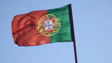 Portugese flag waving Stock Footage 127428043