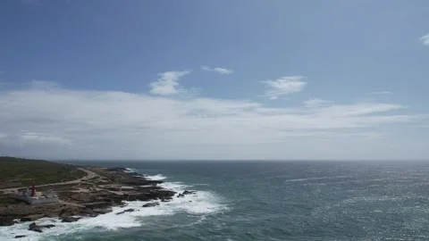 Portugese seacoast with lighthouse (timelapse) Stock Footage 253216849