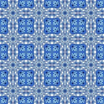 Portuguese azulejo ceramic tile pattern. Stock Illustration
