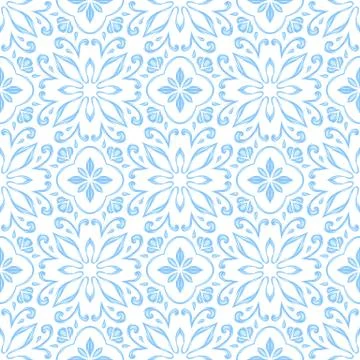 Portuguese azulejo ceramic tile pattern. Stock Illustration