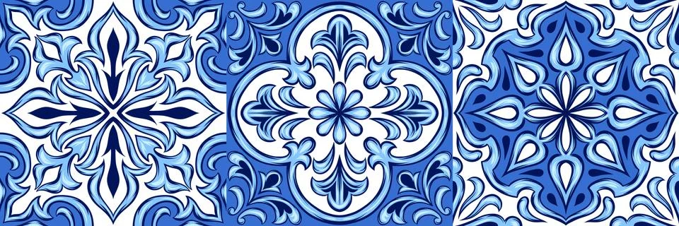 Portuguese azulejo ceramic tile pattern. イラスト素材