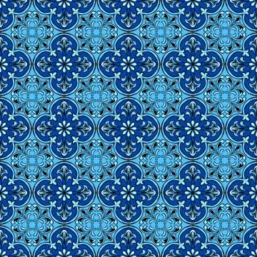 Portuguese azulejo ceramic tile pattern. Stock Illustration