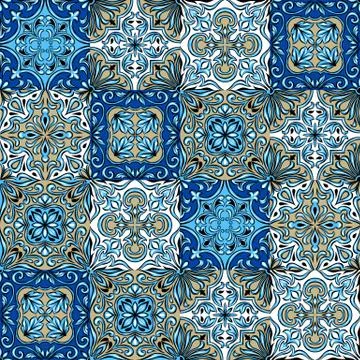 Portuguese azulejo ceramic tile pattern. Stock Illustration