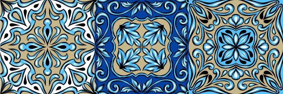 Portuguese azulejo ceramic tile pattern. イラスト素材
