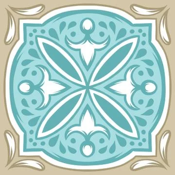 Portuguese azulejo ceramic tile pattern. Stock Illustration